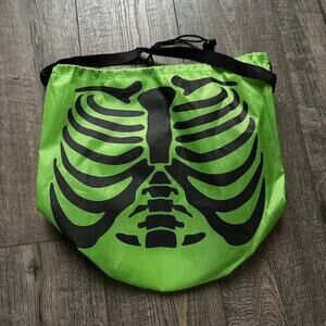 Lime Green Black Grunge Emo Skeleton Skull Tote Bag Carry Sack